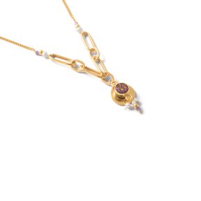 Purple circle gold necklace g