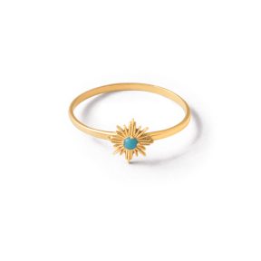 Solar turquoise gold ring g