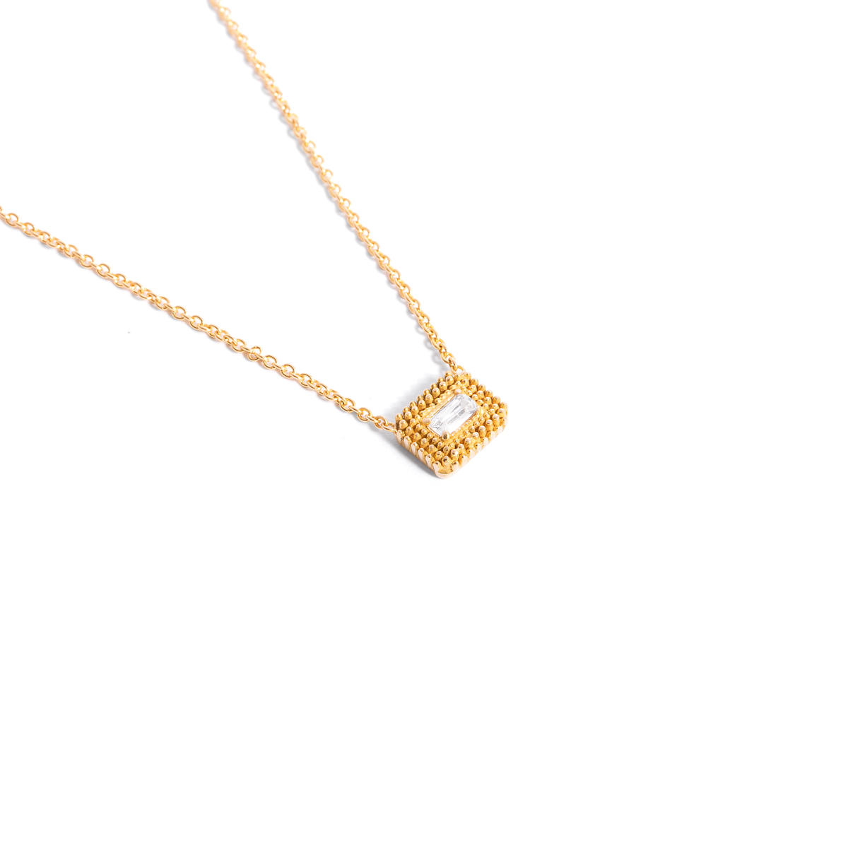 Polaris single baguette gold necklace