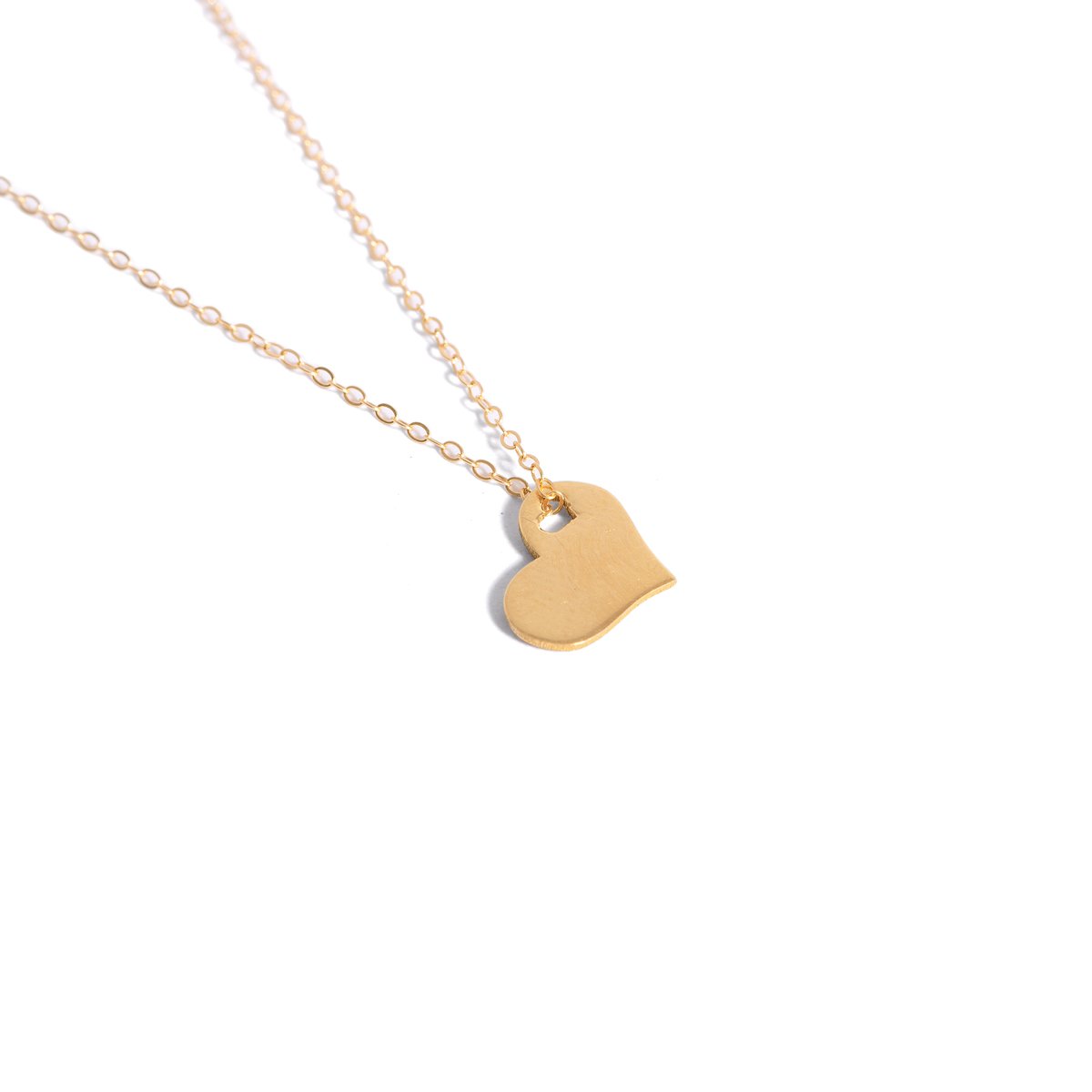 Crooked heart gold necklace g
