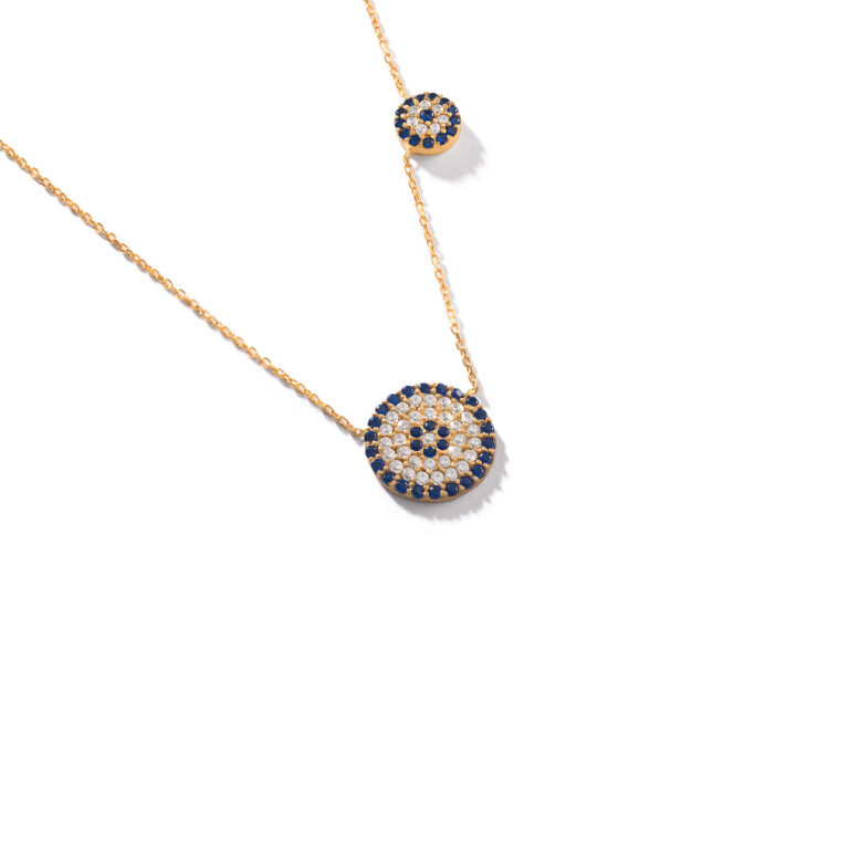 Gold necklace with two eyes g