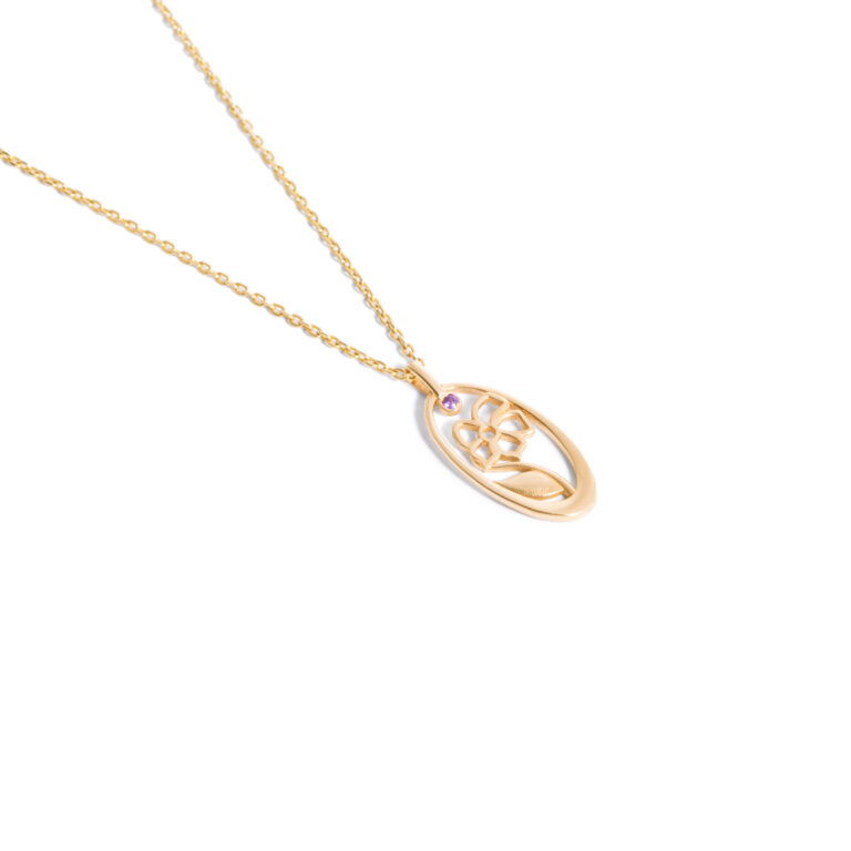 Iris flower gold necklace g