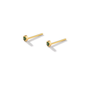 Luna green single gem gold earrings g