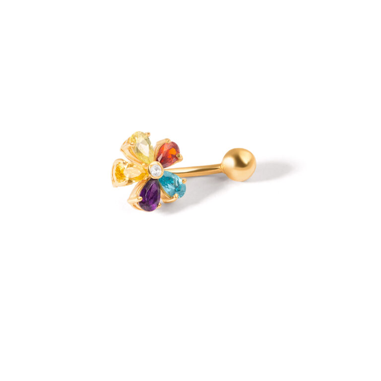 Multicolor gold navel piercing g