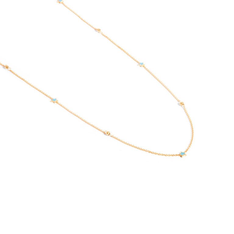 Orb and star enamel gold necklace g