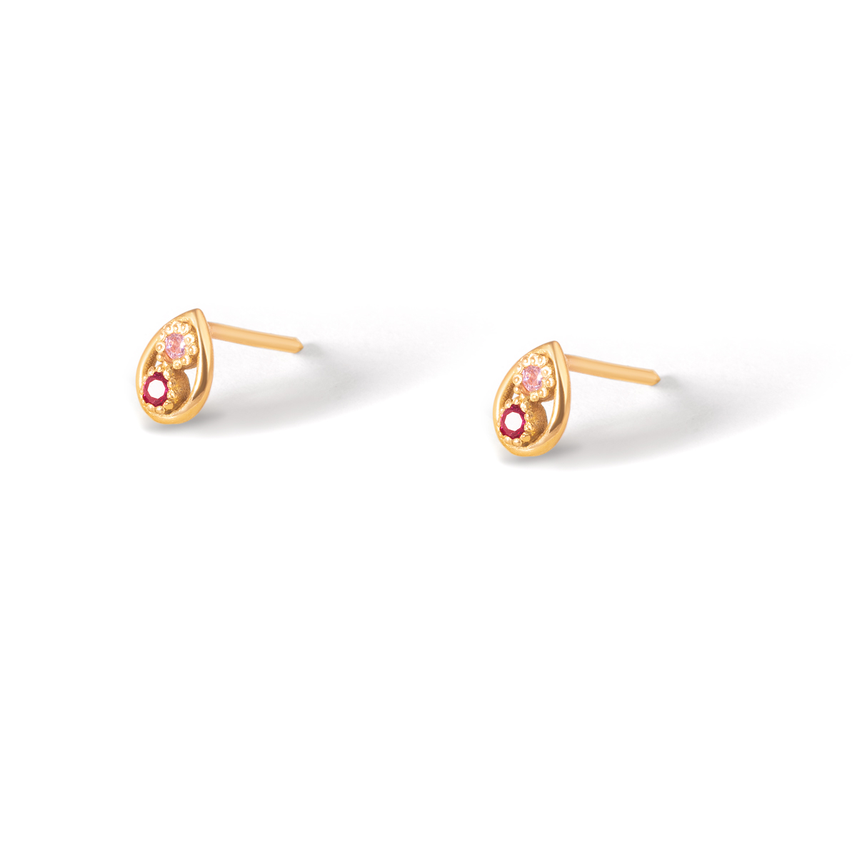 Pink drop gold earrings g