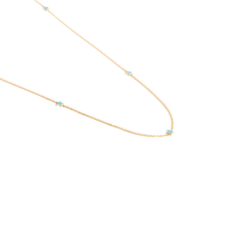 Star enamel gold necklace g