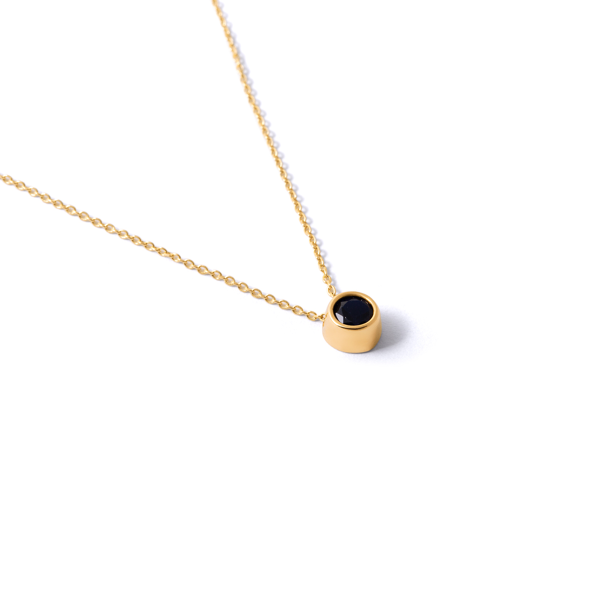 Narmela circle gold necklace in navy blue g
