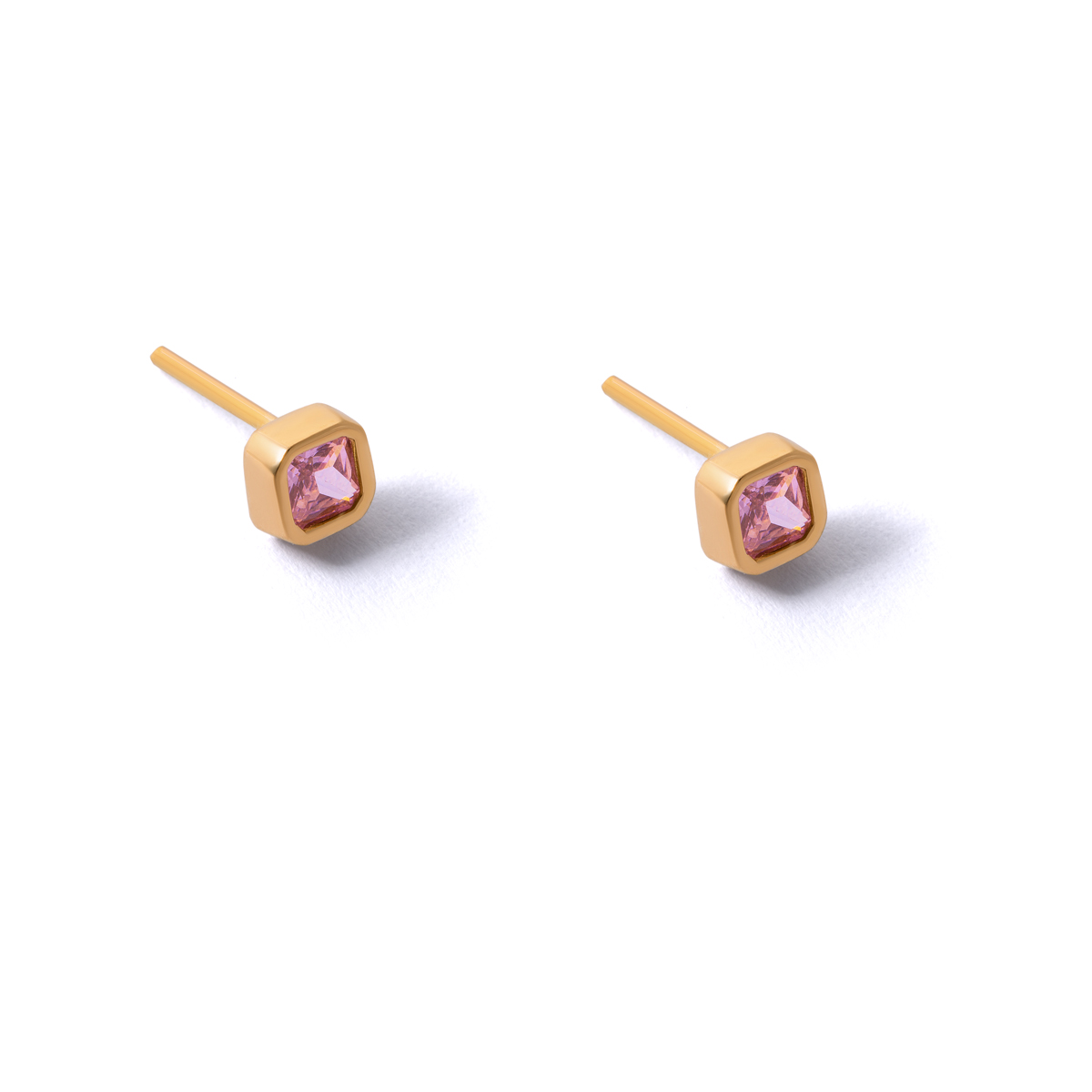 Narmela pink square gold earrings G