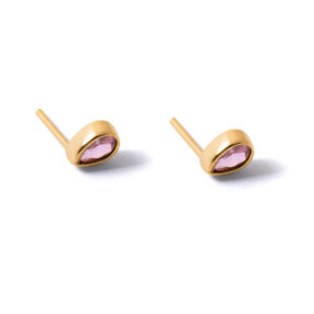 Narmela pink teardrop gold earring G