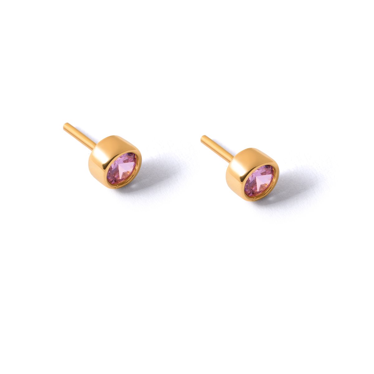 Normal pink circle gold earrings G
