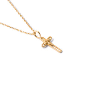 Flower cross gold necklace g