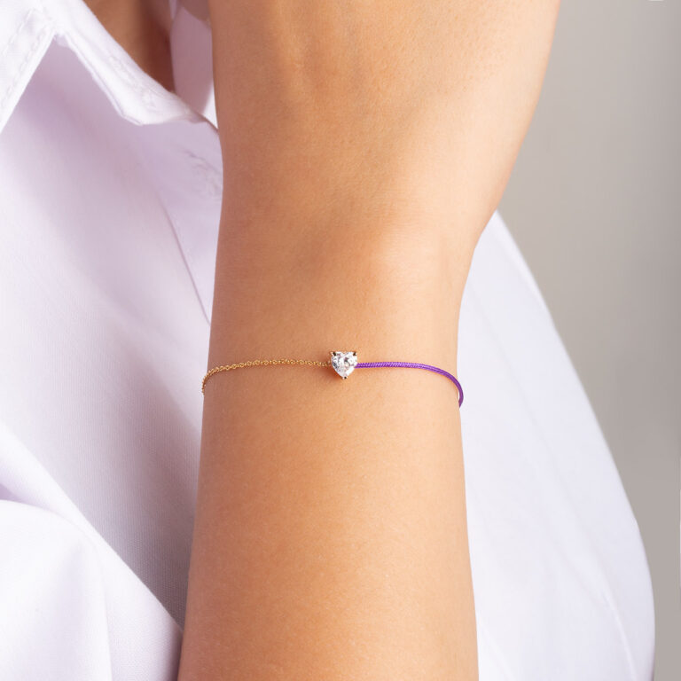 دستبند زنجیری طلا ماهیسا بنفش - تصویر 3