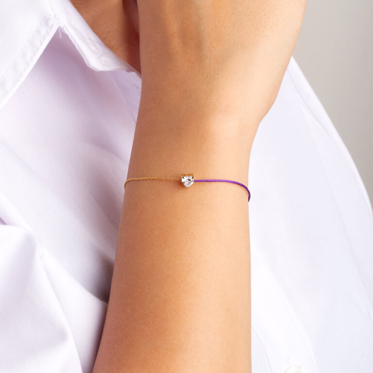 دستبند زنجیری طلا ماهیسا بنفش - تصویر 5