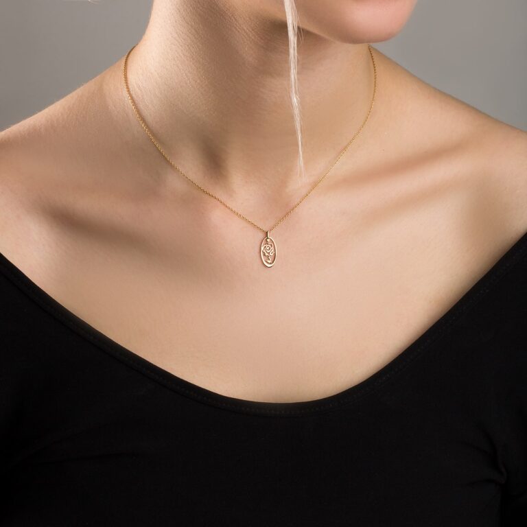 گردنبند طلا گل رز ساین خرداد - تصویر 3