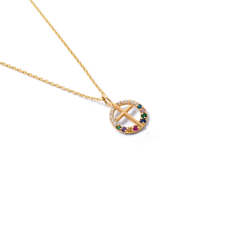 Iris cross gold necklaceG