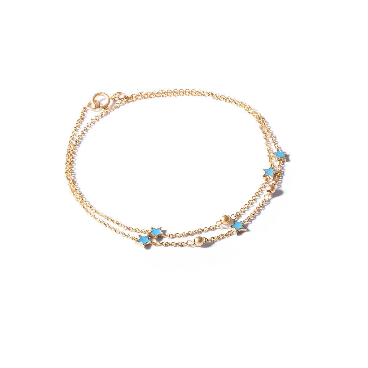 Orb and star enamel gold chain bracelet G