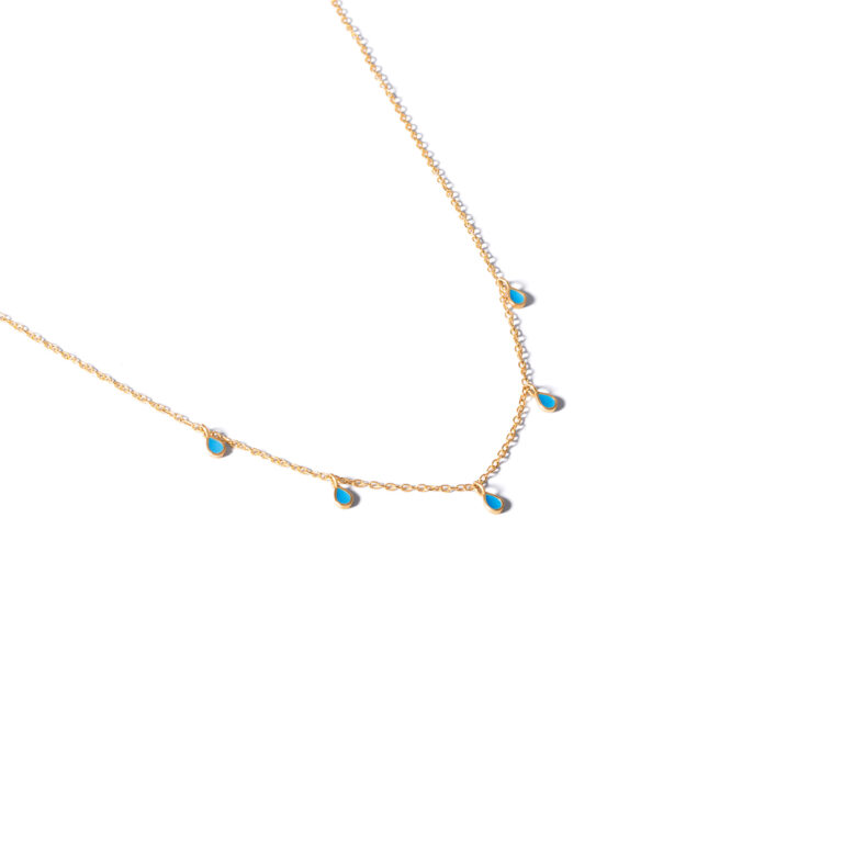 Tear enamel gold necklace G