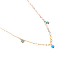 Three star enamel gold necklace g
