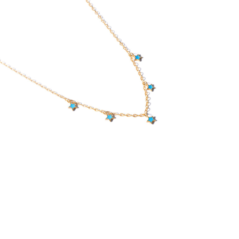 Five star enamel gold necklace g
