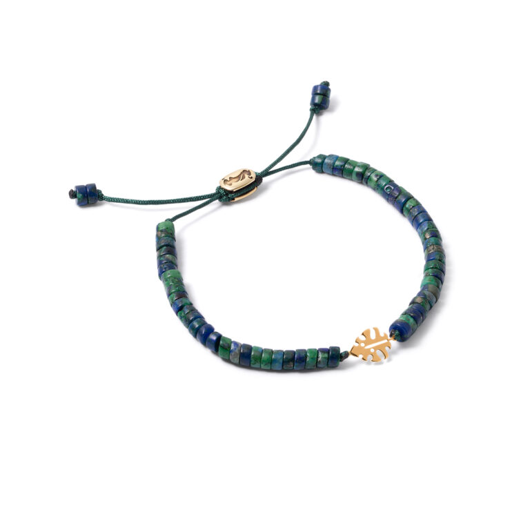 Gold bracelet with fig leaf stone g