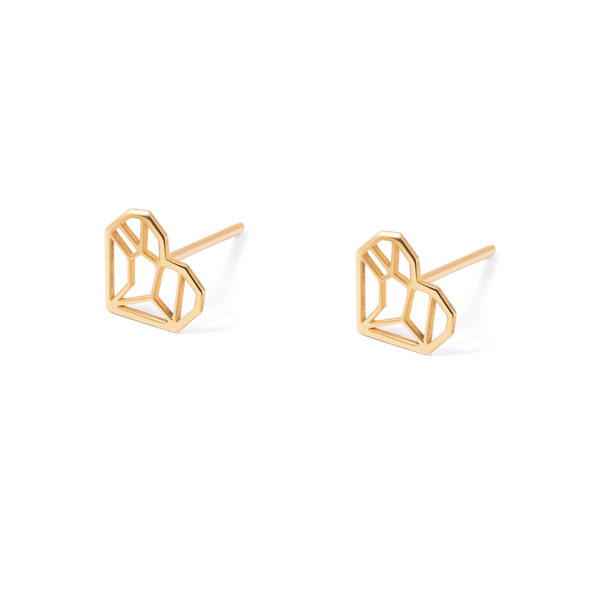 Origami heart gold earrings g
