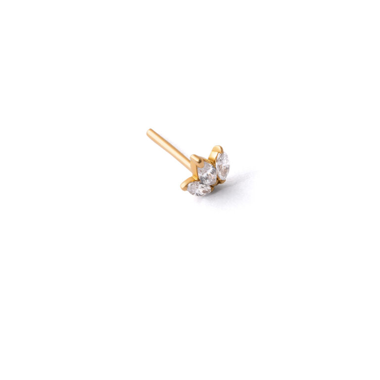 Three marquise gold single earring G