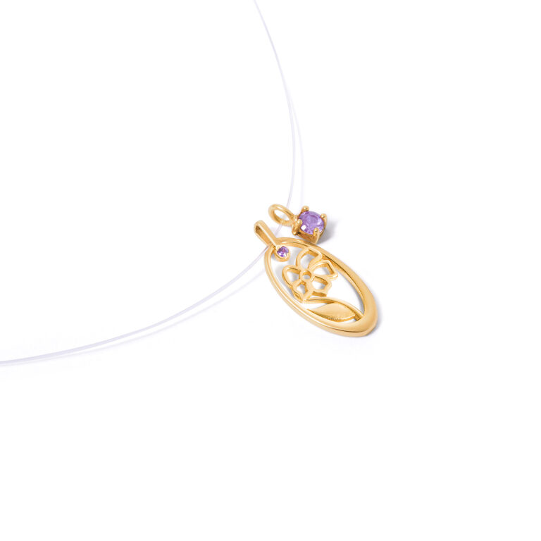 Violet flower gold necklace g