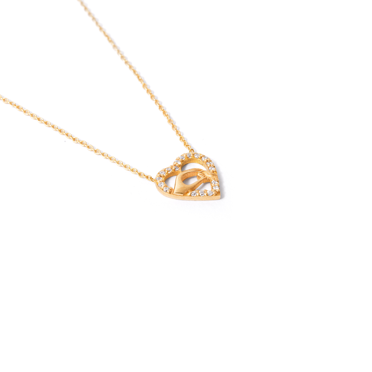 Mother heart gold necklace g
