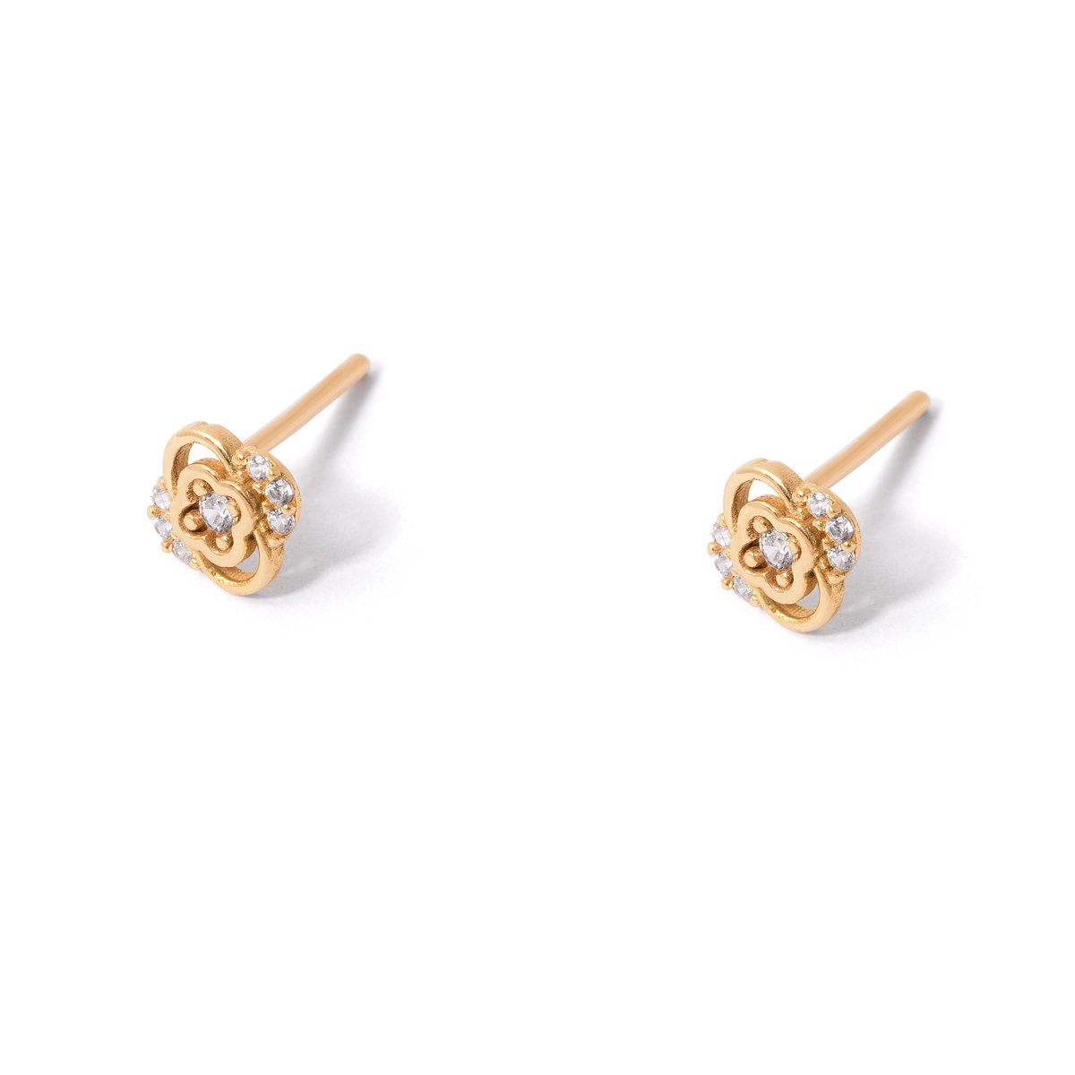 Peony flower gold earrings g