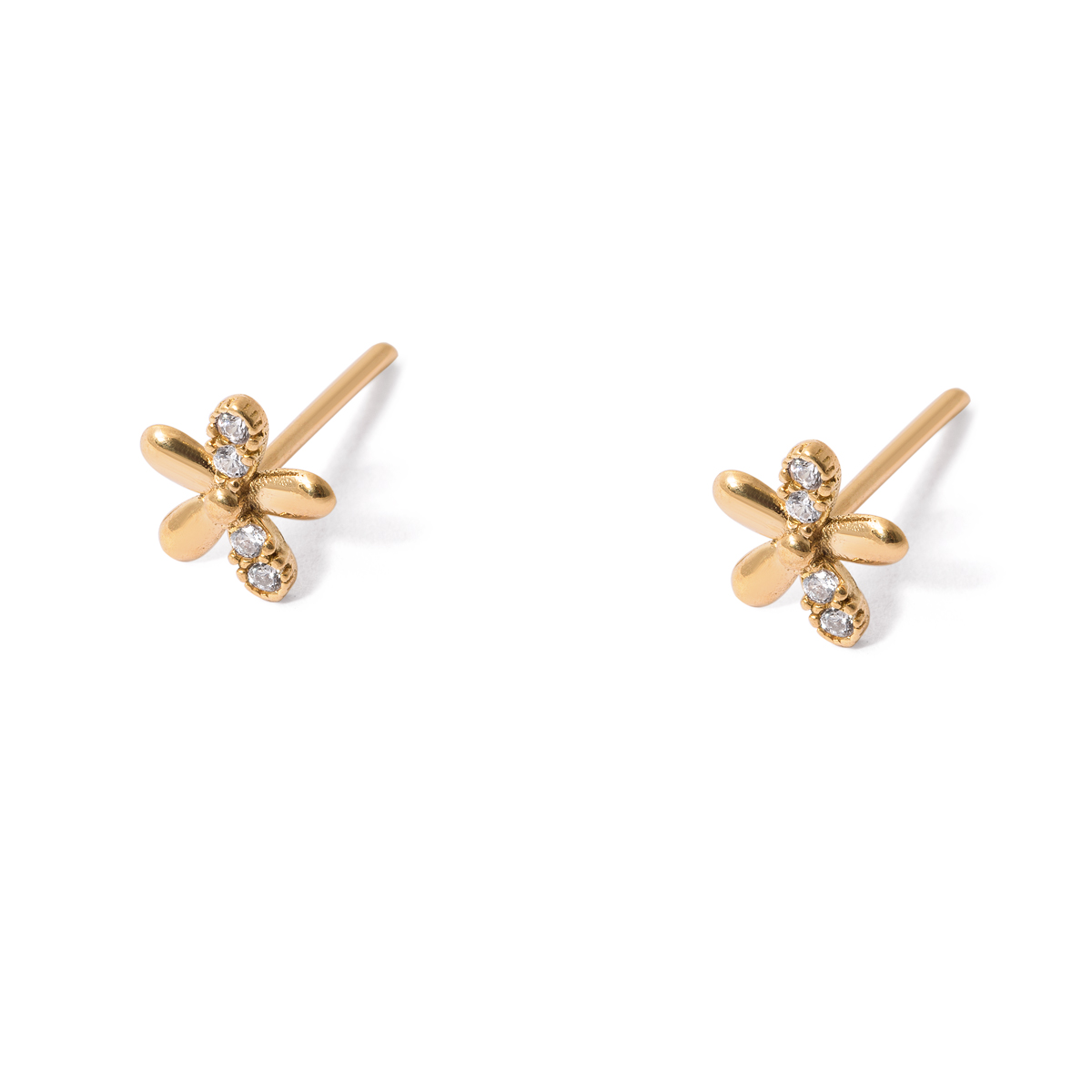 Plumeria flower gold earrings g