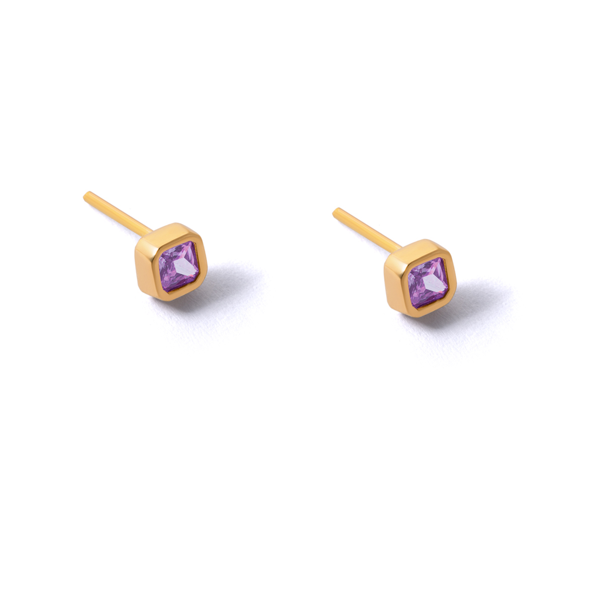 Purple square gold earring g