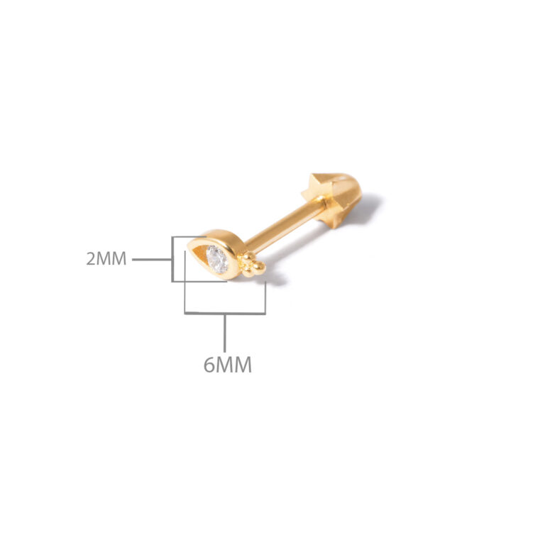 پیرسینگ طلا اشک توپی - تصویر 6