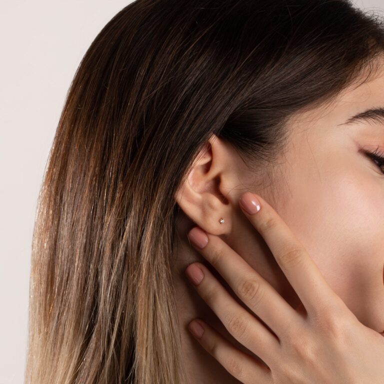 پیرسینگ طلا تک نگین - تصویر 4