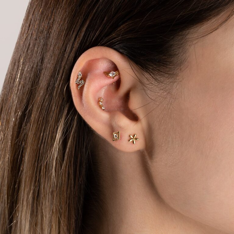 پیرسینگ طلا گل پلومریا - تصویر 5