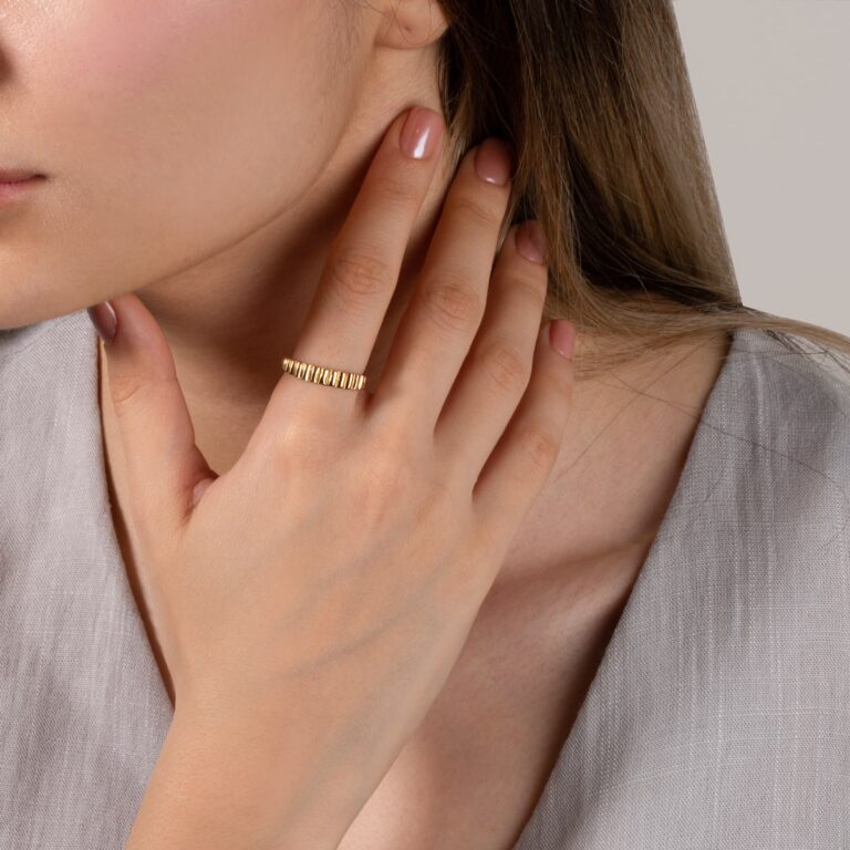 انگشتر طلا مستطیل باریک ریما - تصویر 4