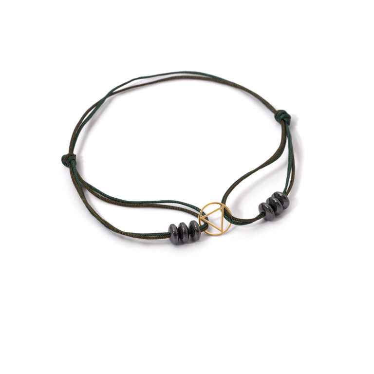 Gold bracelet woven circle triangle g