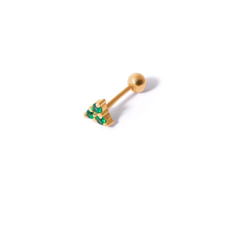 Green three moon gold piercings g