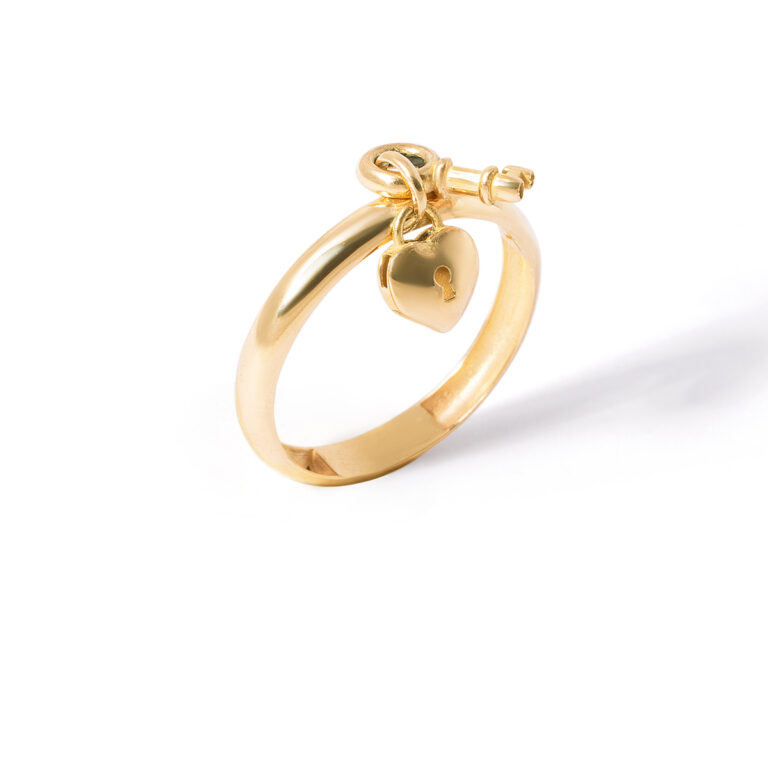 انگشتر طلا قلب و کلید - تصویر 3