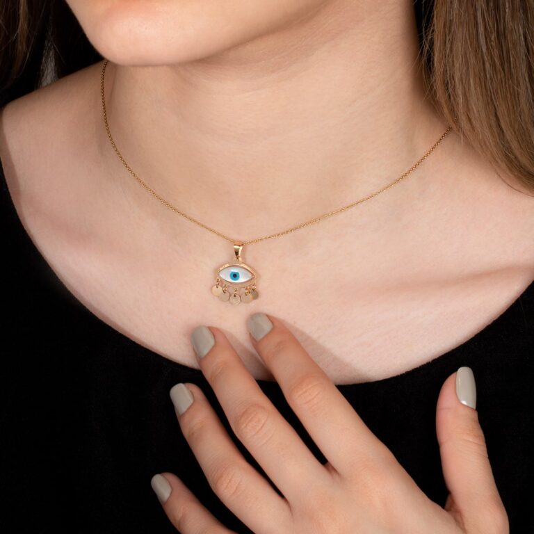 آویز طلا چشم نظر پولکی - تصویر 3