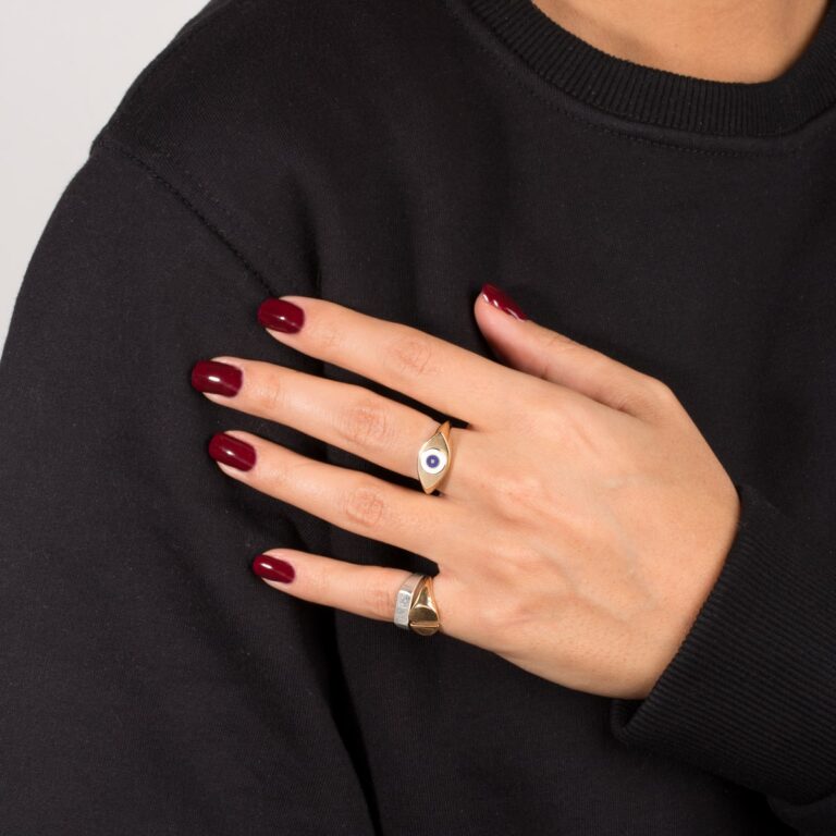 انگشتر طلا چشم مینا کاری - تصویر 3