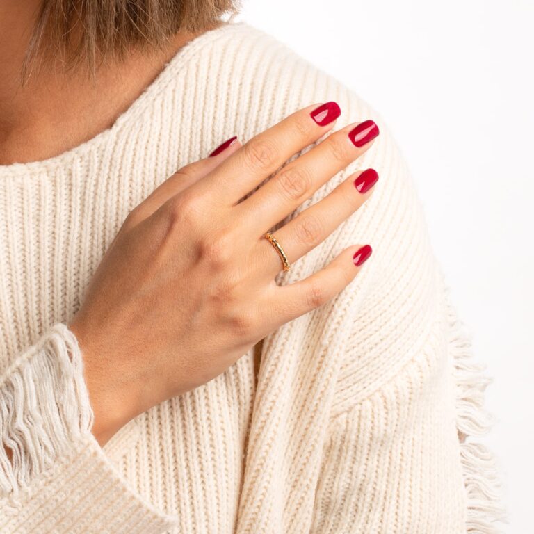 انگشتر طلا شیار دار باریک لامیا - تصویر 3