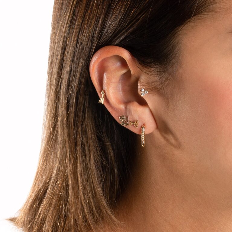 گوشواره طلا حلقه ای مستطیل - تصویر 4