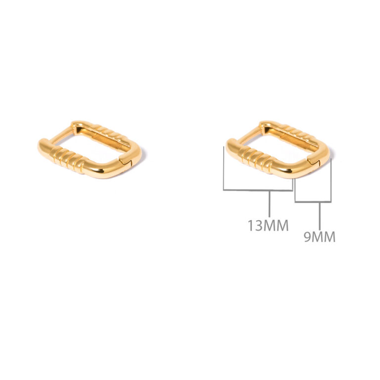 گوشواره طلا حلقه ای مستطیل - تصویر 5