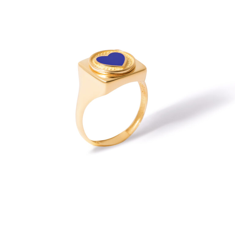 انگشتر طلا قلب مینا کاری کارولین - تصویر 3