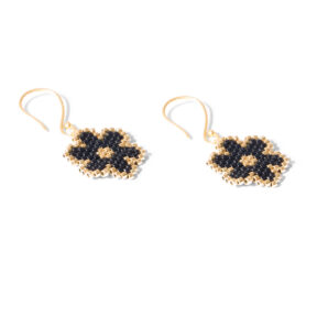 Gold earrings with flower beads g