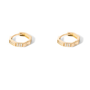 Gold hexagonal ring earrings with jewels g (2)