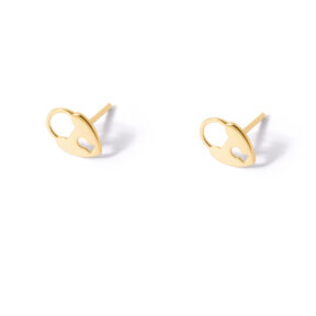 Gold lock and heart earrings g