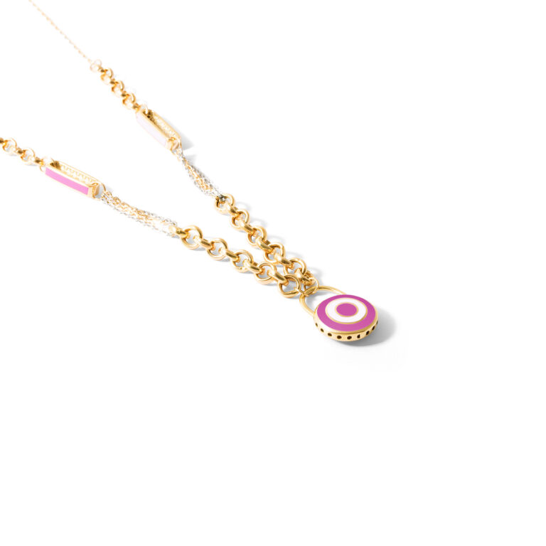 Gold necklace with enamel lock g