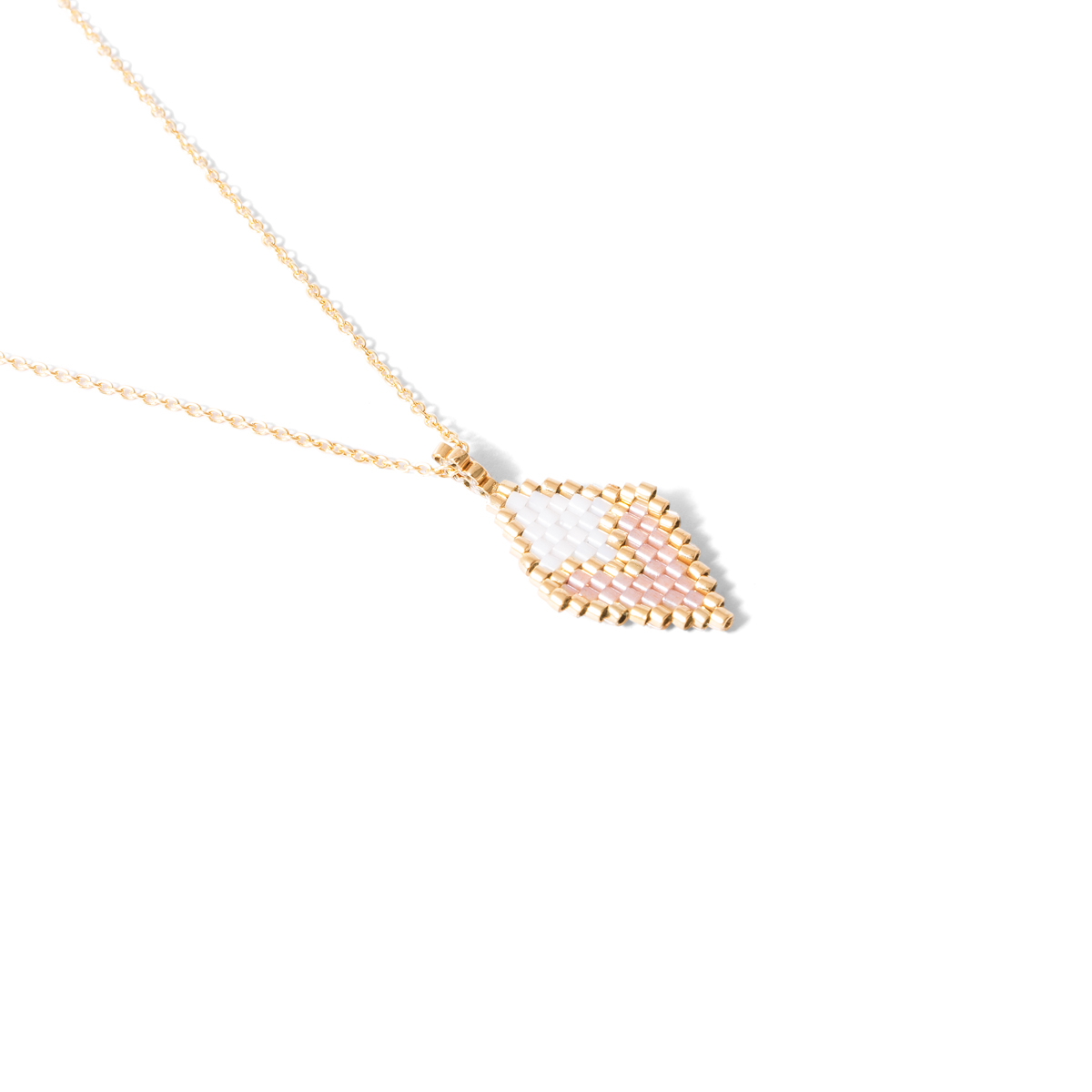 Gold necklace with rhombus beads g